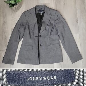 Jones Wear Stretch, Blazer Tailored Suit Jacket, Gray Herringbone, Women's 6